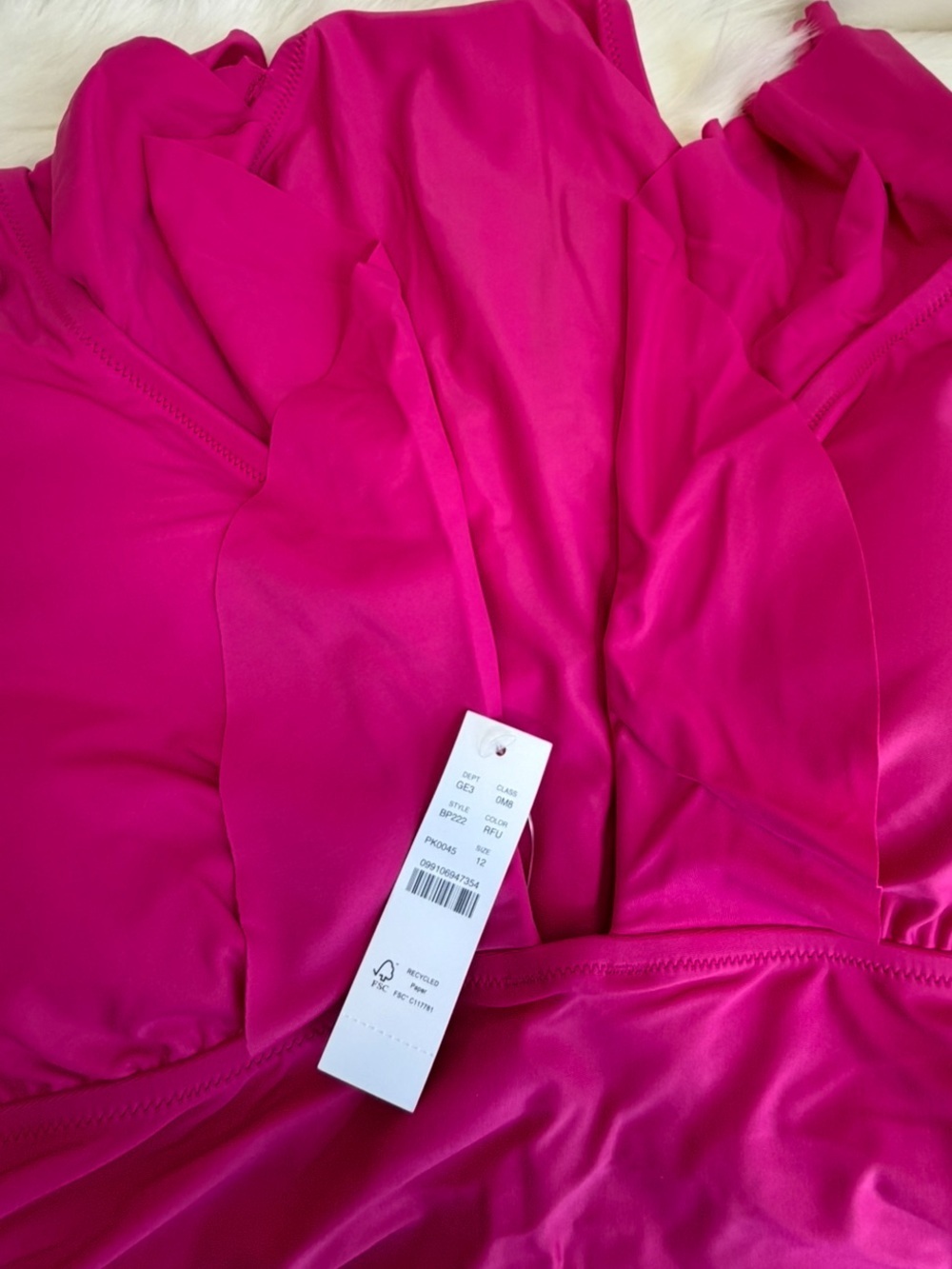 NWT J. Crew V-Neck Ruffle Front One Piece Swimsuit Radiant Fuchsia Size 12 - Picture 11 of 16